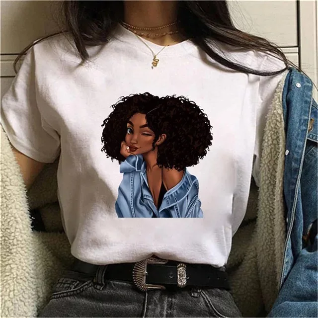 
Cool Black Girls Print Female Summer Tee Shirts For Women 