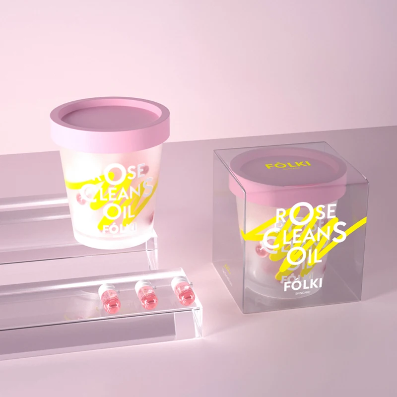 OEM private label 20 capsules per box deep Cleansing and Shrinks Pores Face Care rose makeup remover oil for  Women