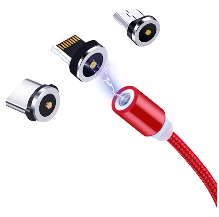  Магнитный USB-кабель 3 в 1 со светодиодной подсветкой нейлоновый Плетеный для быстрой зарядки и передачи данных универсальное магнитное зарядное устройство