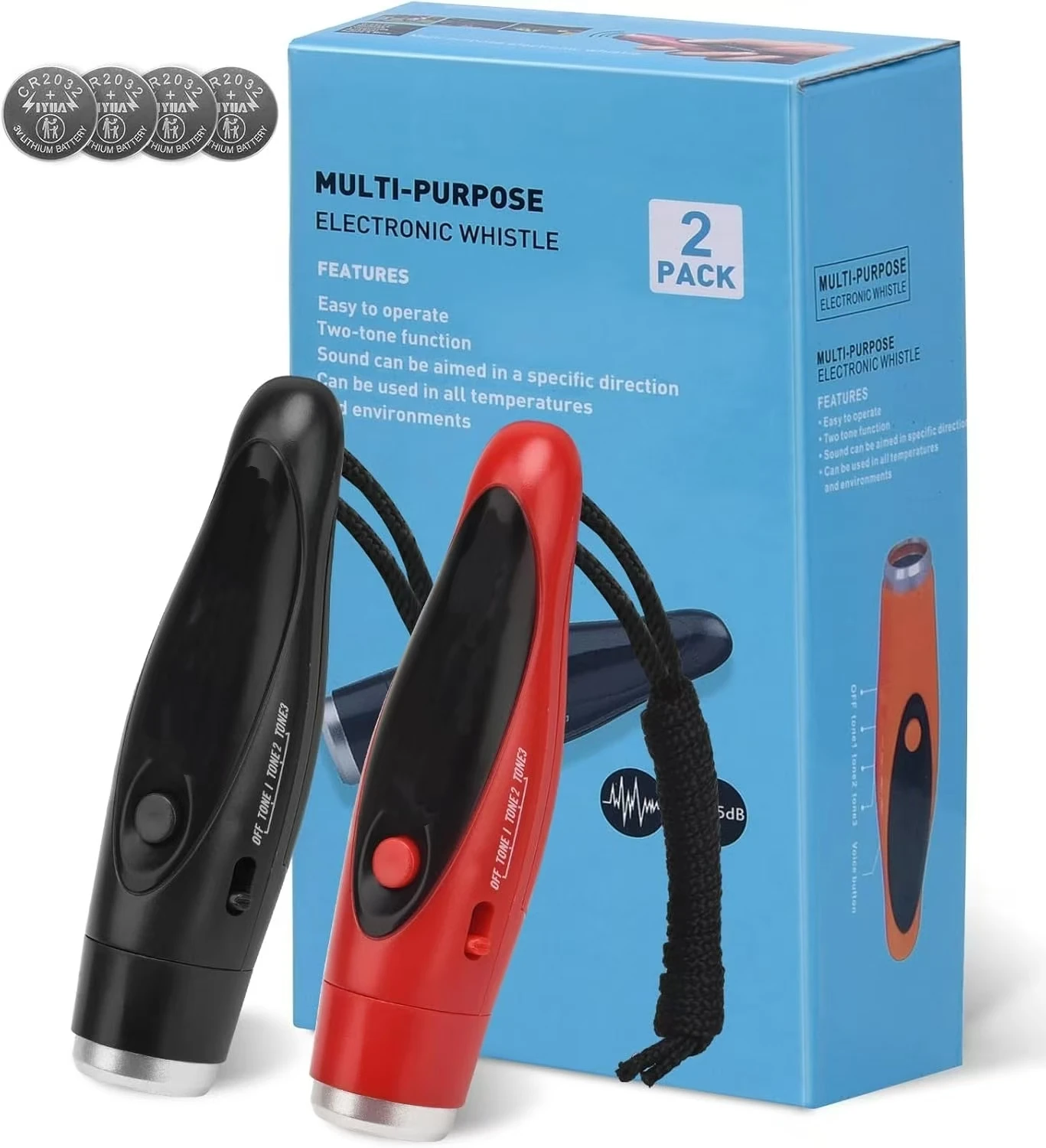 High Decibel Electronic Handheld Whistle Three-Tone Electric With Lanyard for Volleyball Soccer Coaches and Referees