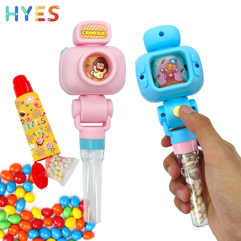 Huiye Cartoon Camera Candy Toys Rotating Plastic Handheld With Funny High Quality for Kids Surprise Gifts