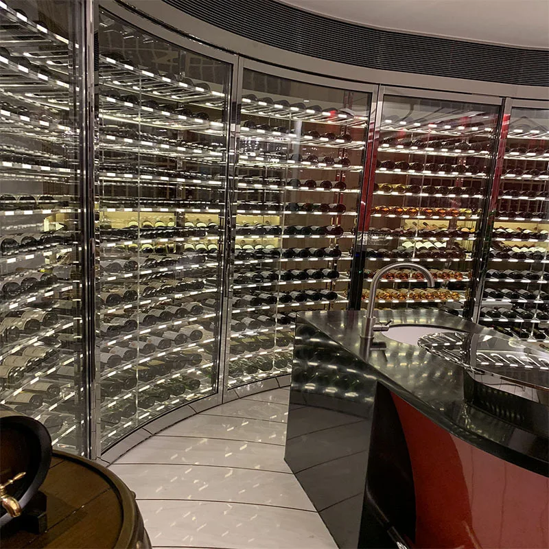 Double glass door cellar custom energy-saving super low noise wine cabinets for home or bar cabinet wine