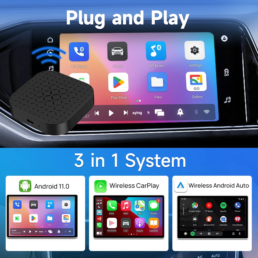 New Arrival Carlinkit Android 11 carplay auto module 3 in 1 dongle Convert Box Wireless Car Adapter Wired Mirroring OTA Update