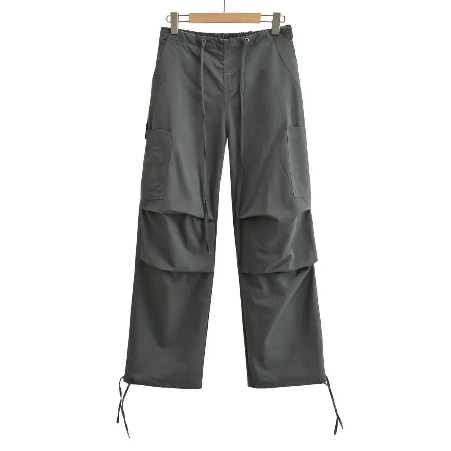 Women Winter Long Thermal Drawstring Waist Street Leisure Hip Hop Cargo Pants