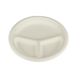 3 compartment disposable biodegradable takeaway bagasse pulp paper party dinner cake food wedding dishes plates set for birthday