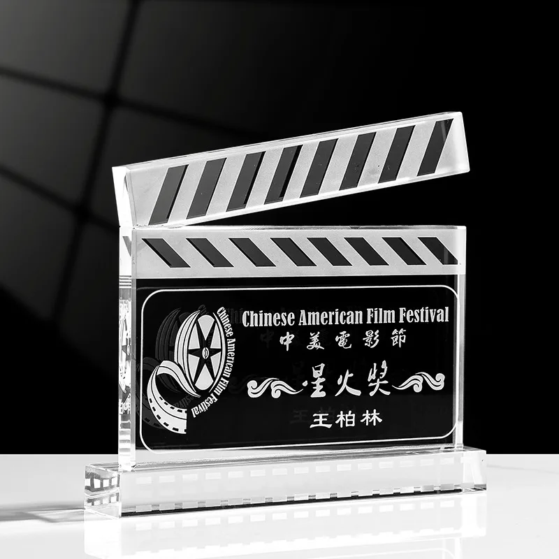 Factory Direct Sales Hollywood Stars Clapperboard Crystal Movie Trophy Award