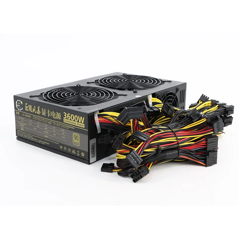 Блок питания 12GPU для видеокарт 3450 Вт 3600 Вт RTX3090 PSU ATX 12 В с двойным охлажд