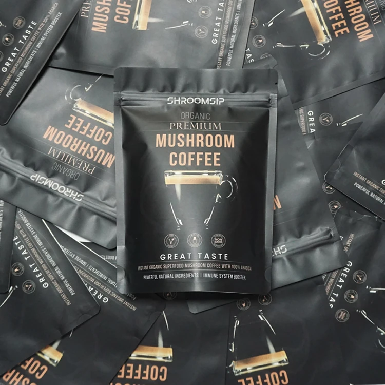 Custom Stand Up Tea Food Packaging Foil Bag Biodegradable  with Valve and Zipper for Custom Printed Coffee Zipper Packaging Bag