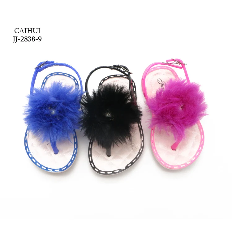 Soft baby shoes children slippers high quality with fur sandals for girls
