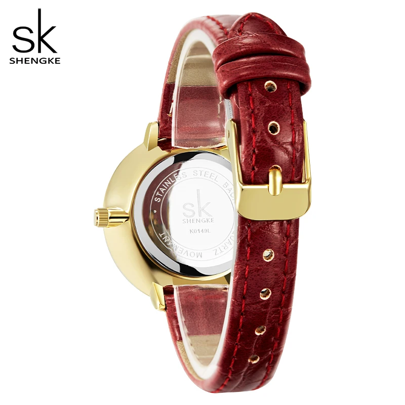  SHENGKE Fashion Lady Watch Luxury Golden Dial Female Quartz Watches Waterproof For Wristwatches Women