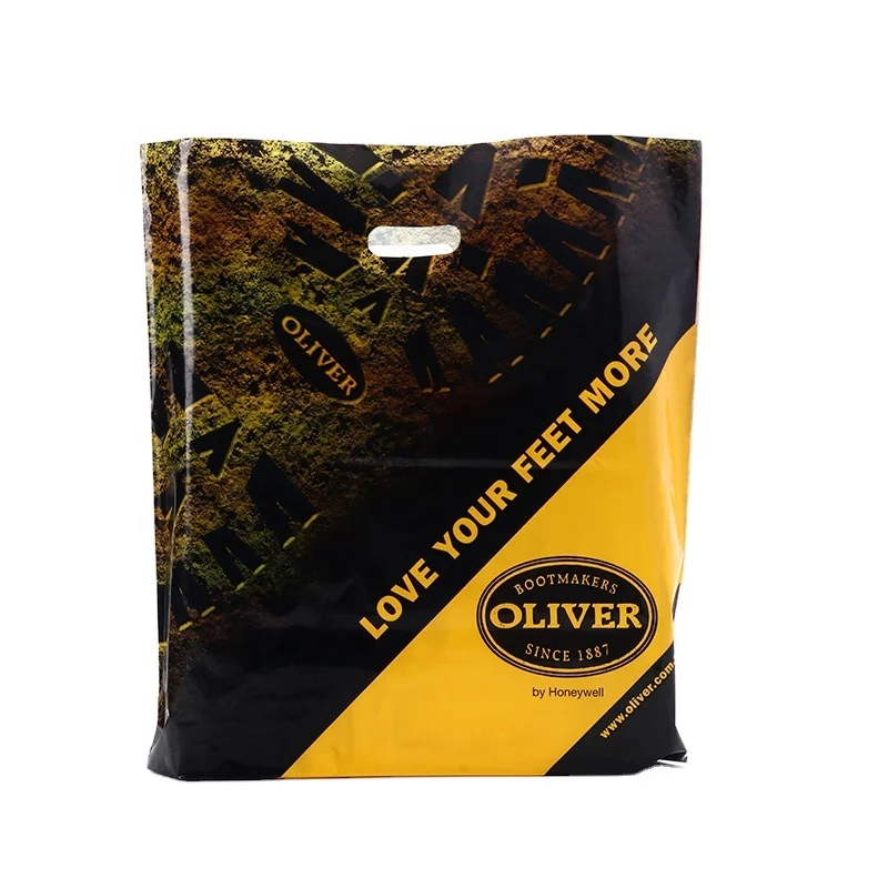  Custom full color printing plastic bags with patch handle Wholesale cheap price biodegradable shopping