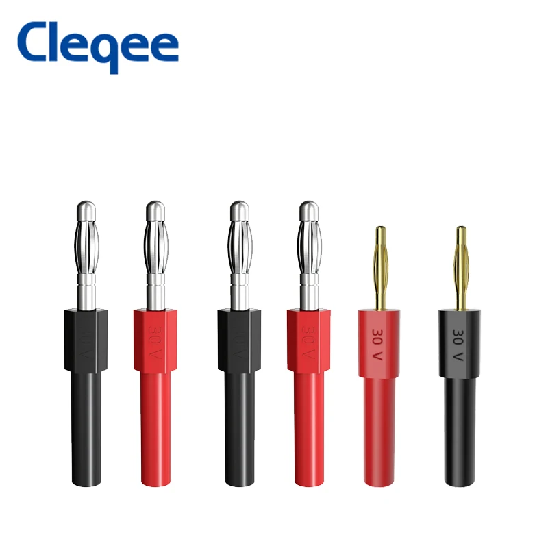 Cleqee P7024 Silver Banana Connector 2mm Inner Spring to 4mm Male Banana Plug Adapter Connect to 2mm Multimeter Pen