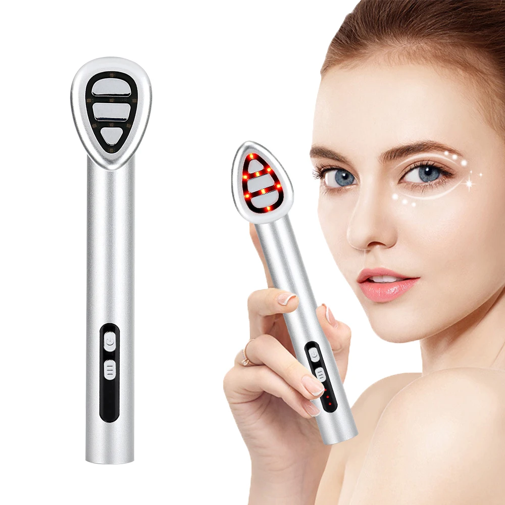 7 Colors LED Photon Heating Vibration Face Neck Eye Lifting Beauty Wand EMS Microcurrent Eye Care Massager Pen