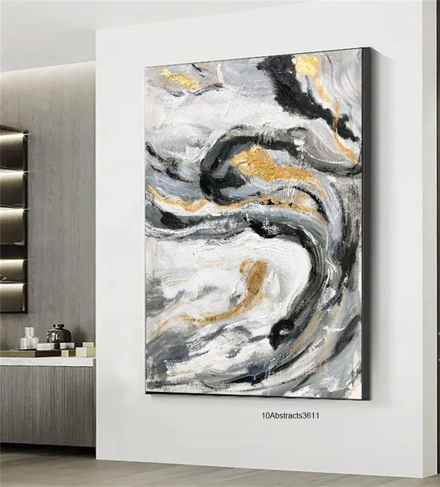 100% ручная работа, высокое качество, абстрактная картина на стену, золотые листья, масляная живопись