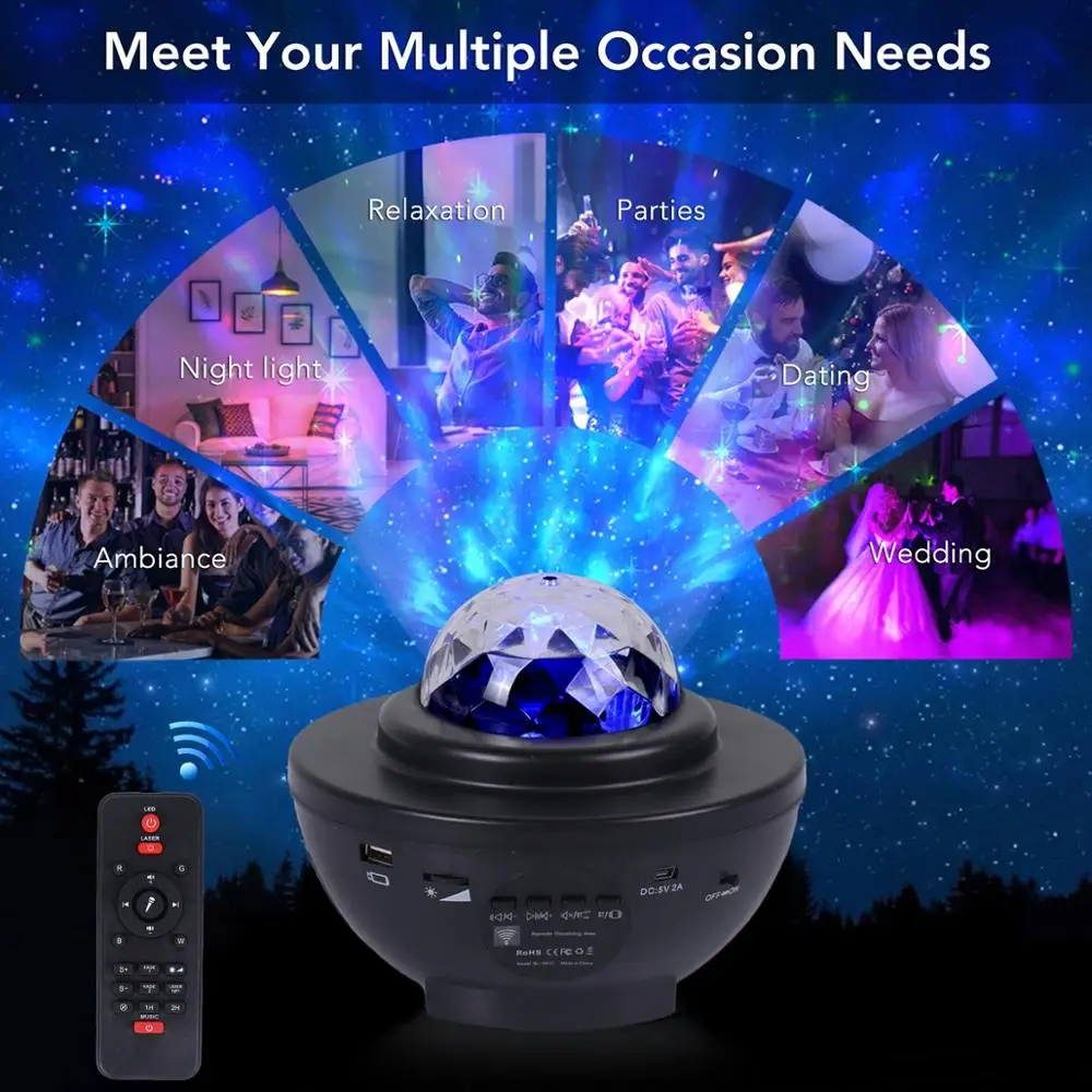 Alibaba Hot Selling Remote Controlled LED Laser Galaxy Sky Projector Star Starry LED Night Light Projector
