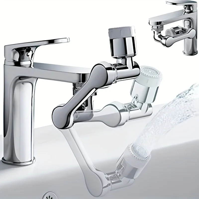 Useful 1080 Degree Rotation Mechanical Arm Universal Faucet Four-layer Filters Double Gasket Splash-proof Two Water Outlet