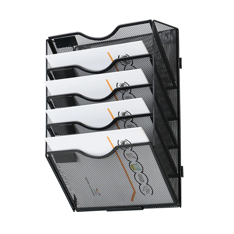 Для дома и офиса 5 карман съемный Подвесной Настенный кронштейн для телевизора настенный металлический сетчатый документ Файл Организатор