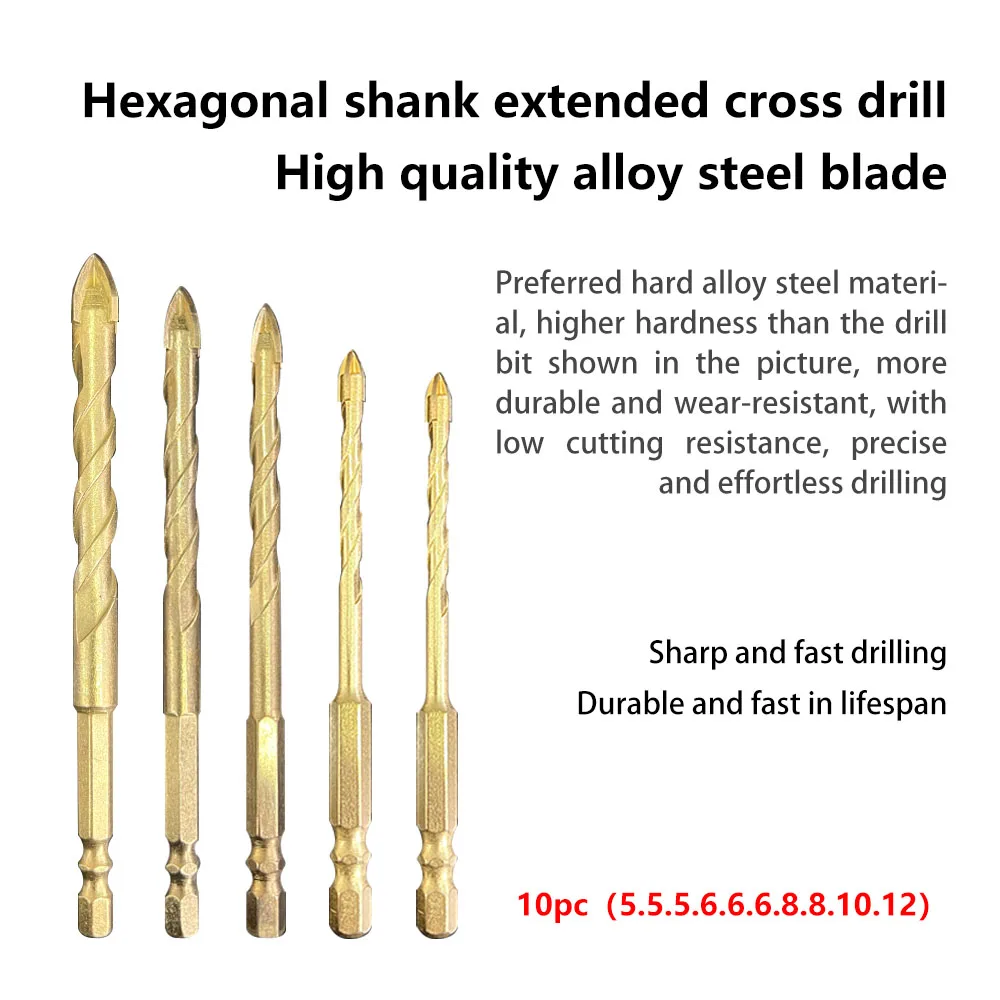 Высококачественный шестиугольный бит алмазного сердечника 3/4/5/6/8/10/12 мм Мраморный кремовый стеклянный кирпич