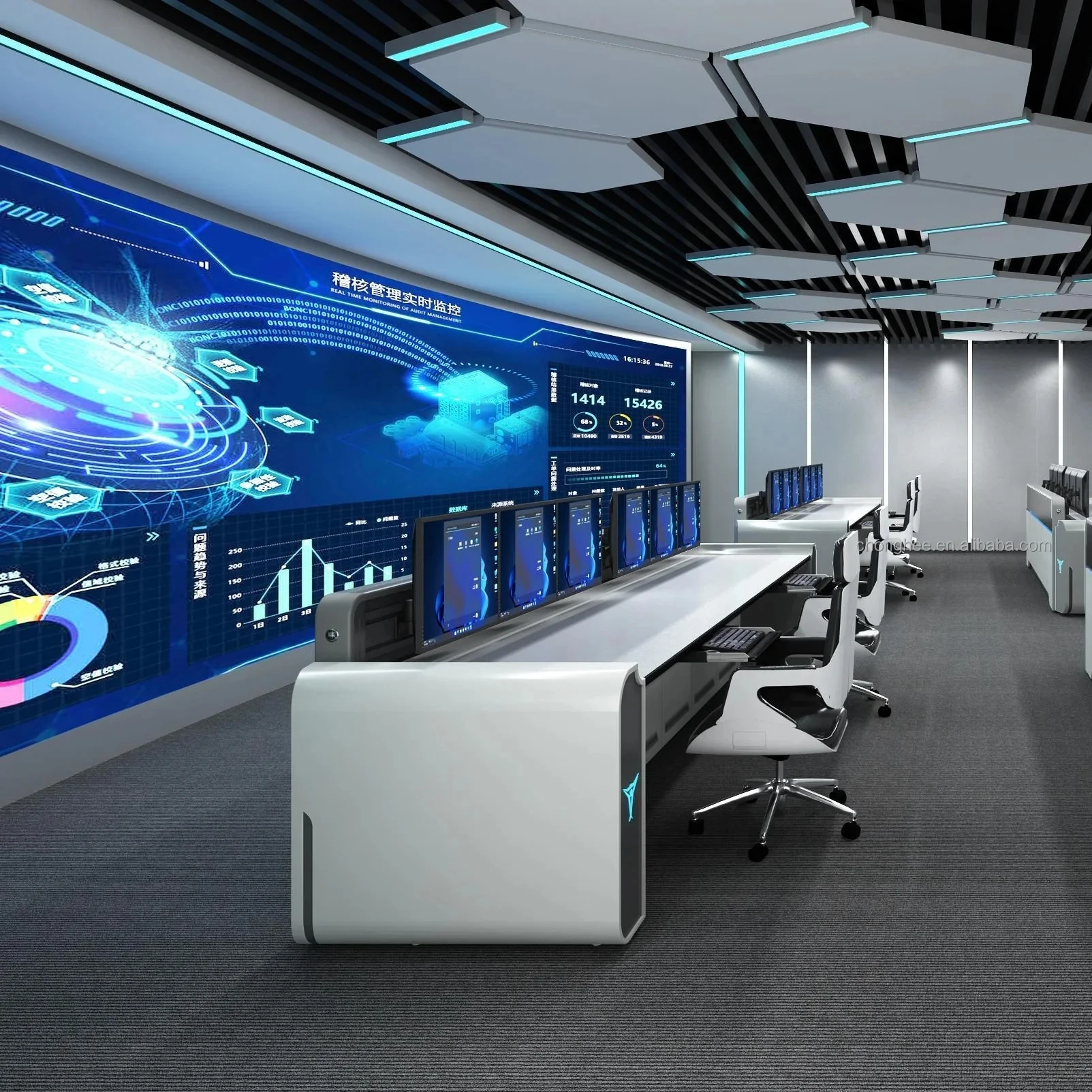 CHIU CHEUNG Command Center Desk Dispatch Center/Broadcast/CCTV Height Adjustable Control Room Console Operations Furniture