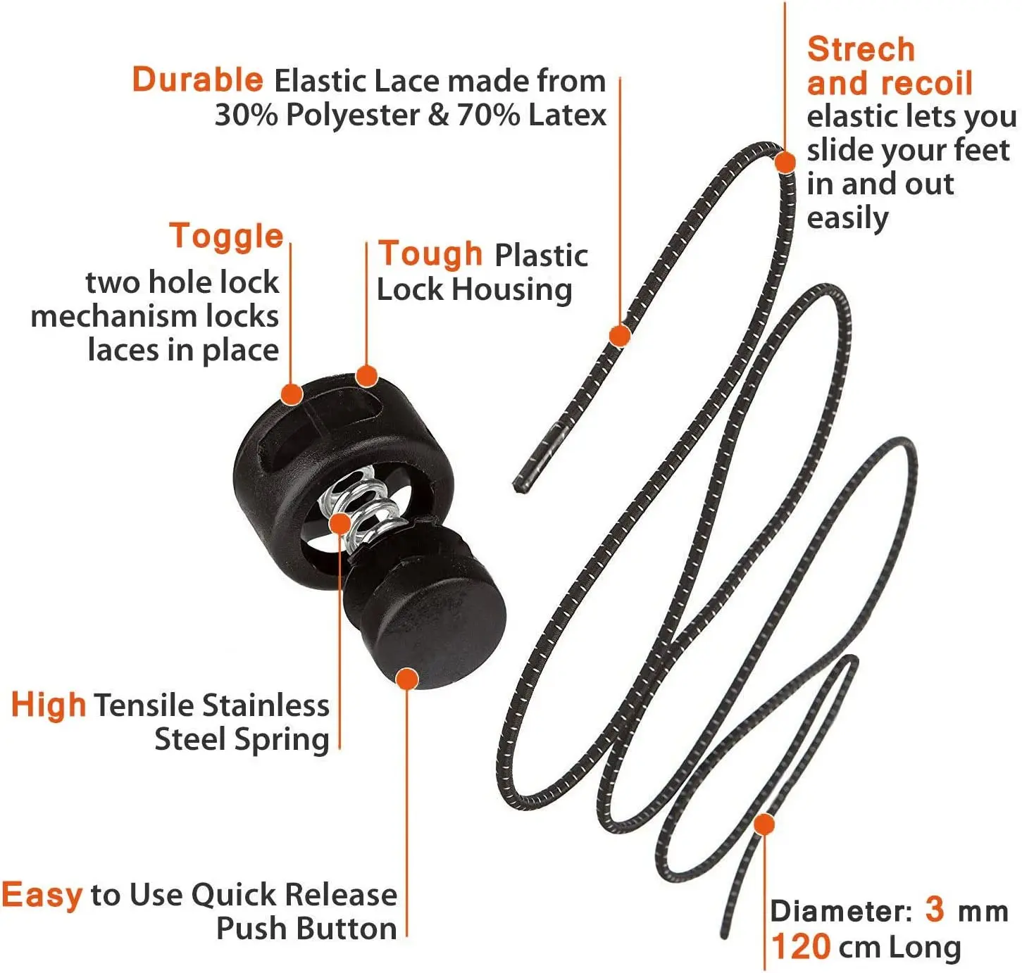 No Tie Shoelaces Lazy Shoe Lace Lock Bungee locking system Reflective elastic shoelaces with print lock lacefor Adults and Kids