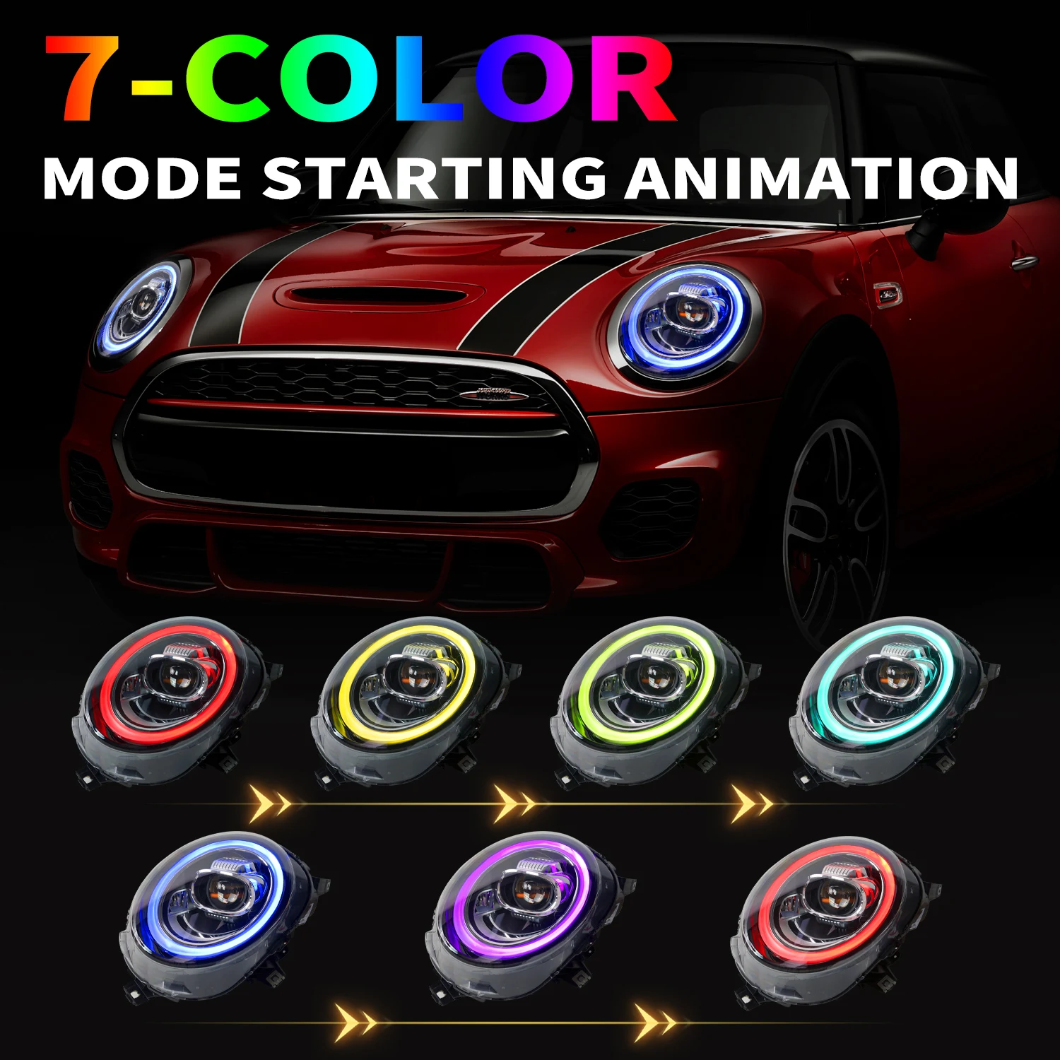 Архаическая фабричная светодиодная RGB-подсветка для мини-фар F54 фар Clubman F55 F56 F57 JCW 2014-2020