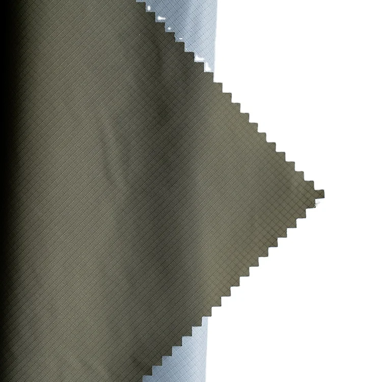 Водоотталкивающая текстурированная ткань, окрашенная в сетку, Рипстоп, обычная тканая 100% нейлоновая ткань для одежды