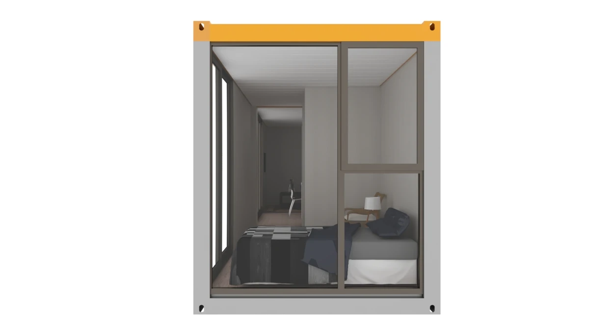 Longhe 26Sqm Prefab House Container House with One bedroom Open Kitchen French Windows Modular Luxury flat