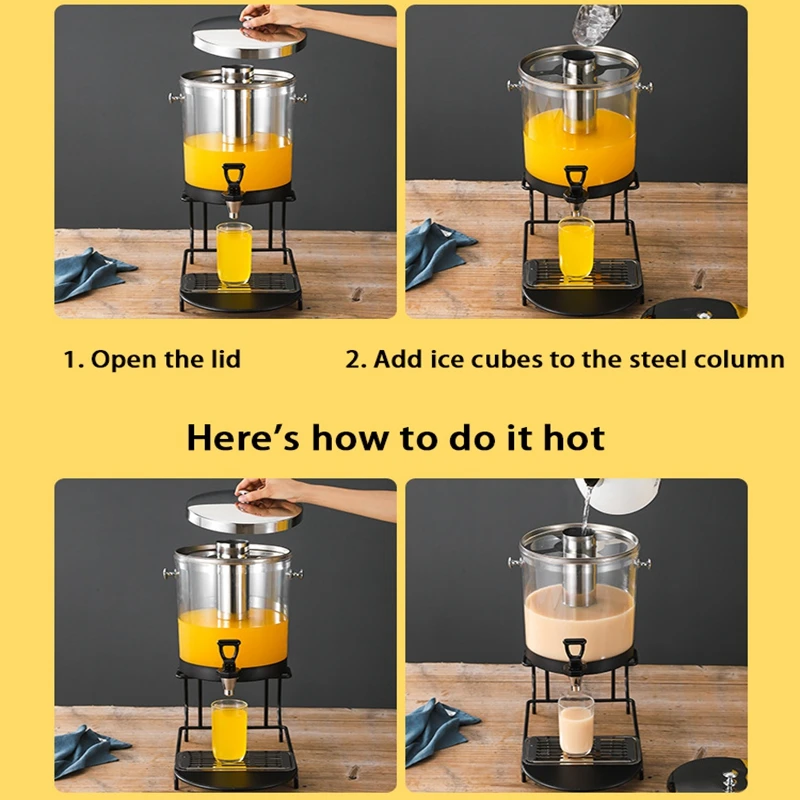 FTS Juice Dispenser Machine Commercial Glass Plastic Jar 2 Tank In 1 Glass Double Cool Dual Drink Dispensers