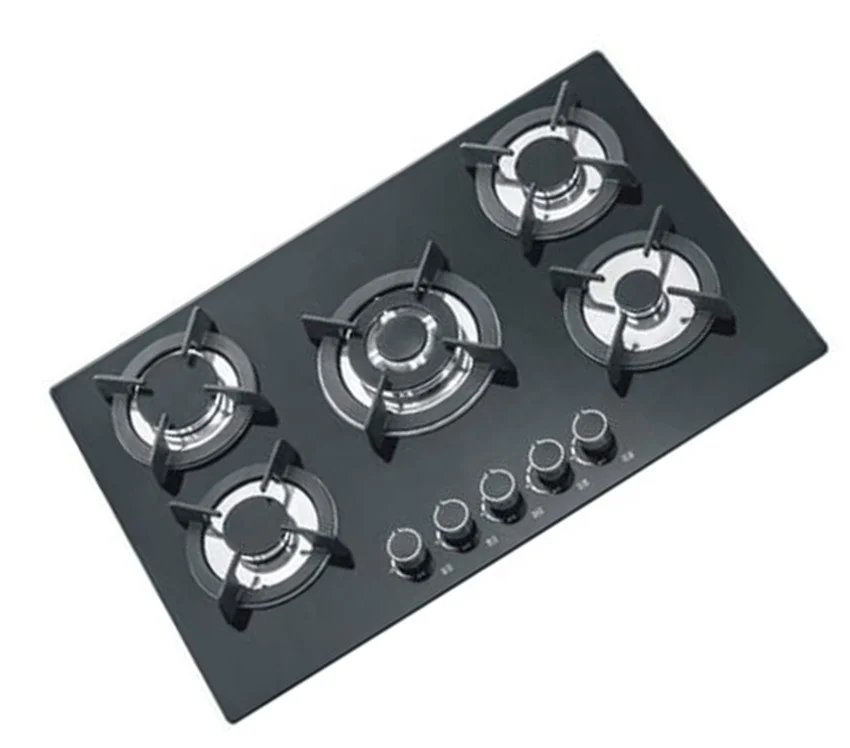 Металлическая ручка, бытовая кухонная техника, 5 горелок, встроенная Бытовая газовая плита с чугунной подставкой