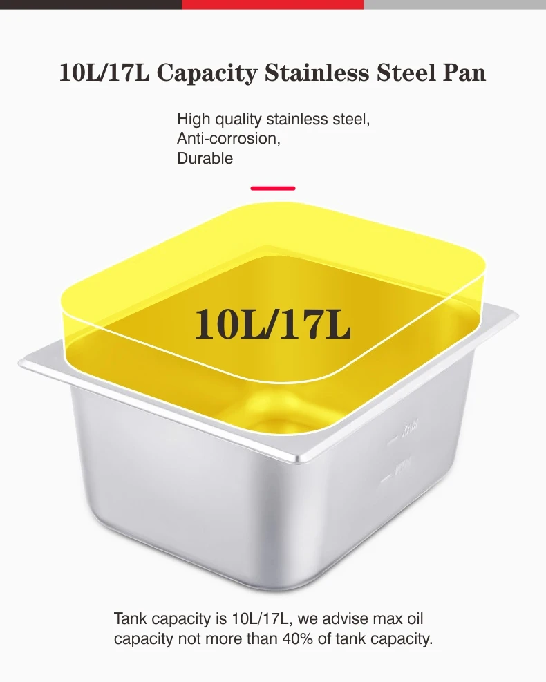 3kw 10L Commercial Electric Kitchen Fryer Single Tank Single Basket Auto Lift Food Grade Stainless Steel Restaurant Deep Fryer