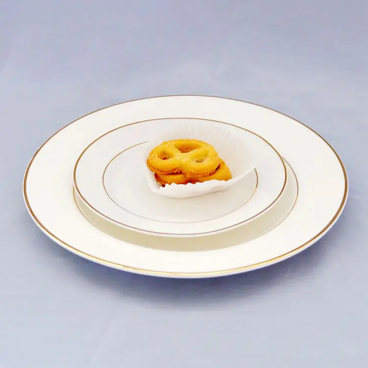 Ceramic Hand Made Bone China 6 Inch Gold Wire Dinner Food Plate