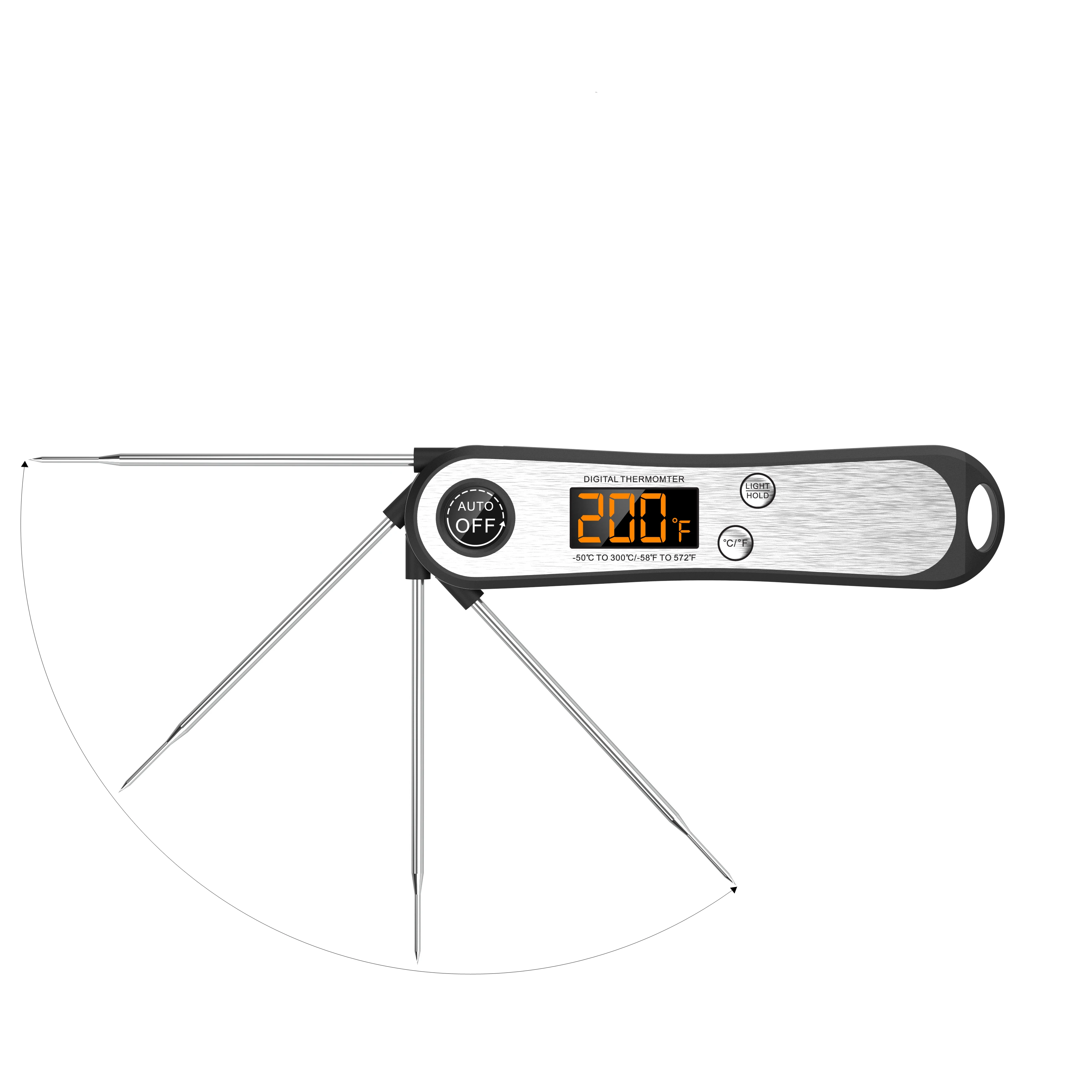 
Smart Food Grill Thermometer Digital Thermometer with 110mm Foldable ABS Stainless Steel Probe for Hot Food 