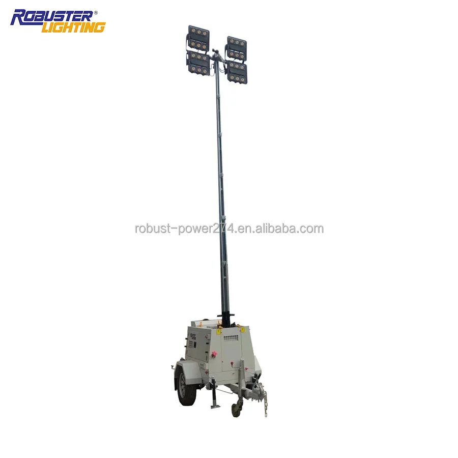 9M Mast LED Light Tower  Hydraulic Telescopic Mobile Lighting Tower portable generator