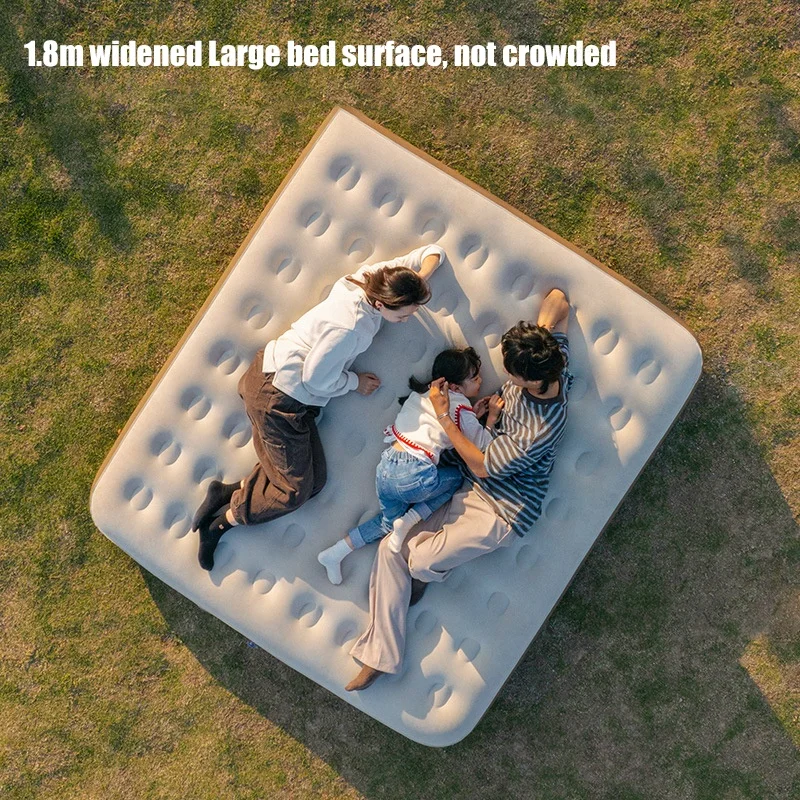 Outdoor Camping Portable Foldable Inflatable Flocked Air Bed Double Pvc Inflatable Air Mattress With Built-in Pump for Tent
