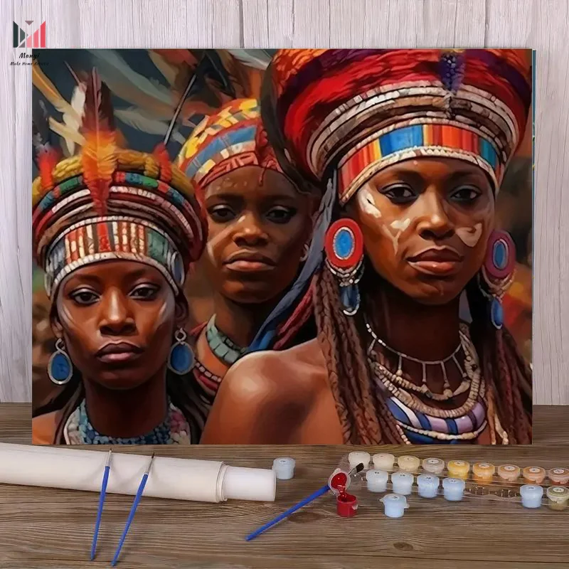 DIY Paint by Numbers Kit for Adults Set Portrait Indian Woman Canvas Oil Painting for Home Decor Family Bonding Unique Gifts
