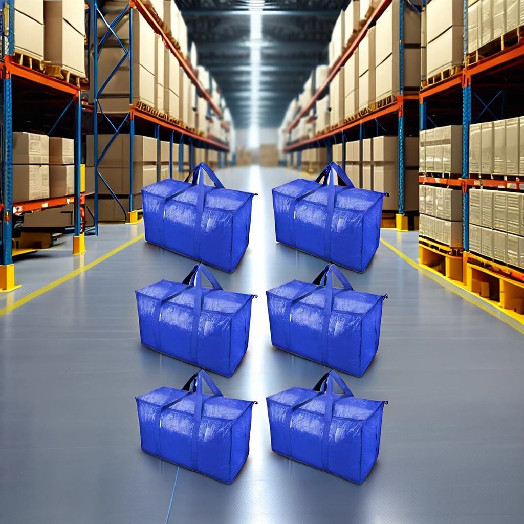 Extra Large Heavy Duty Foldable Moving Storage Organizer Polypropylene PP/PE Woven Plastic Bags with Zippers for Clothing