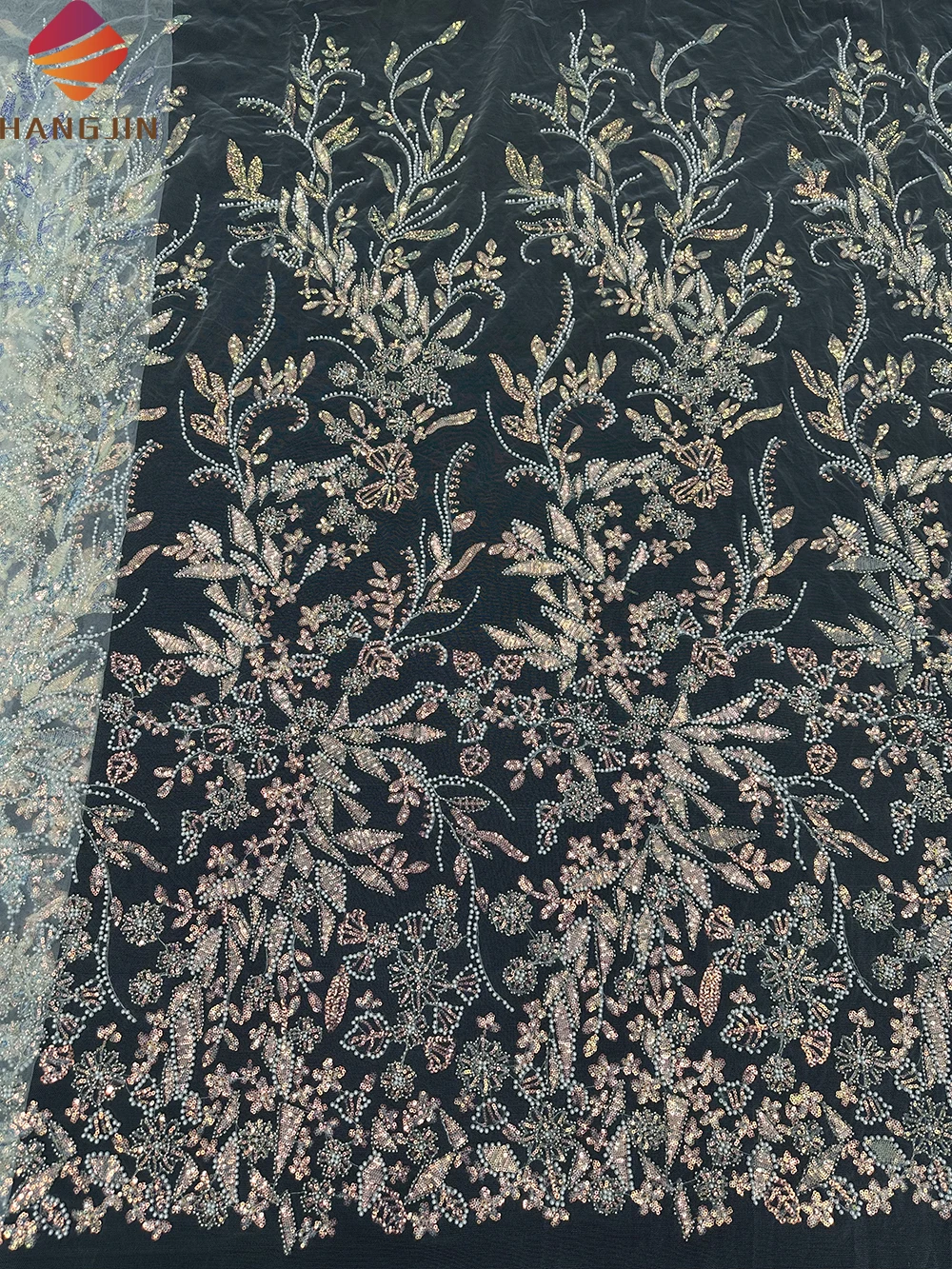 Hot Sale French Tulle Embroidered Net Fabric Luxury Handmade African Mesh Sequin Beaded Lace Fabrics For Nigeria Wedding Dress