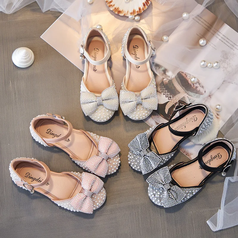 HOT SELLING spring and summer baby girls leather shoes new fashion design party bow Mary Jane dress shoes kids