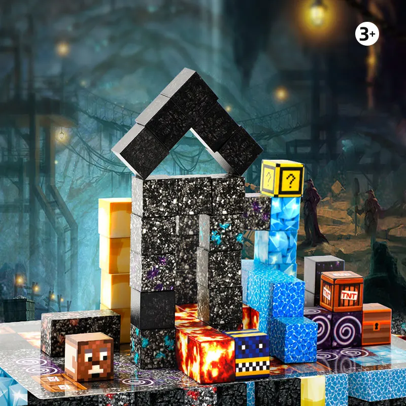 Hot Selling 3D Cubes 2.5cm Magnet Mine Cave Blocks  Kids Christmas Educational Toys Magnet Construction Toys Magnetic Blocks