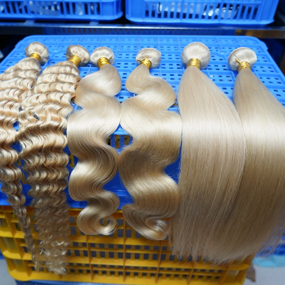 Cuticle Aligned Hair 613 Blonde Color 100% Raw Virgin Full Cuticle Thick Ends Human Hair Extension Straight Brazilian Hair Weft