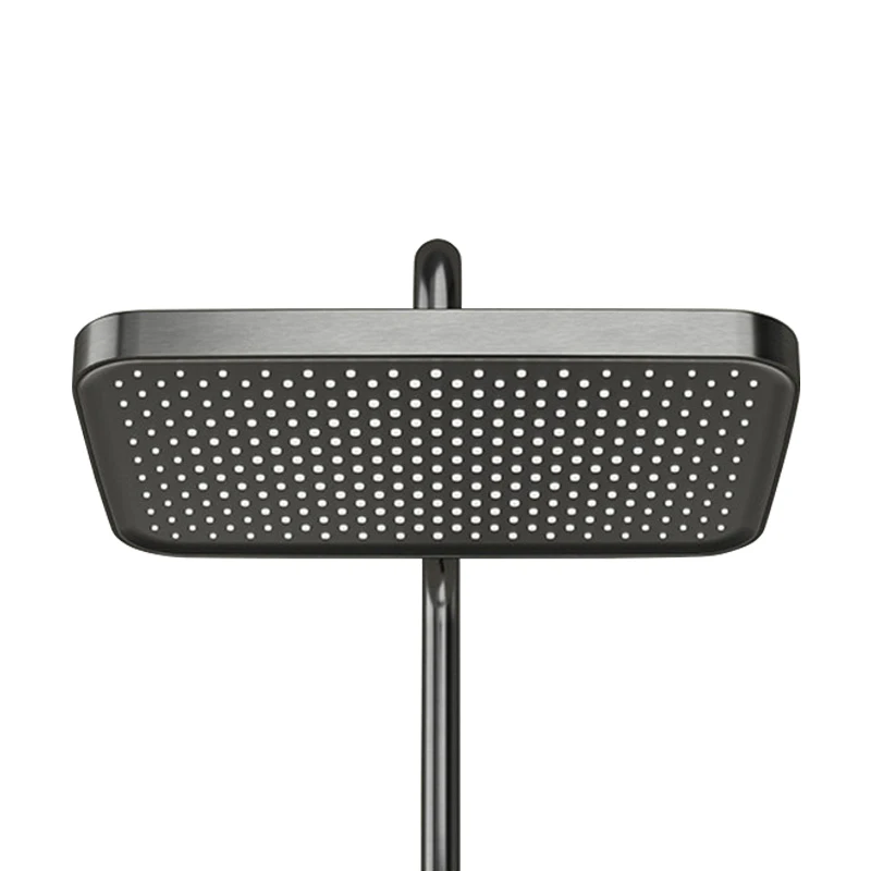 Digital Display Piano shower Gun Grey Rain Shower System Set  Multi-function exposed shower set with square bar