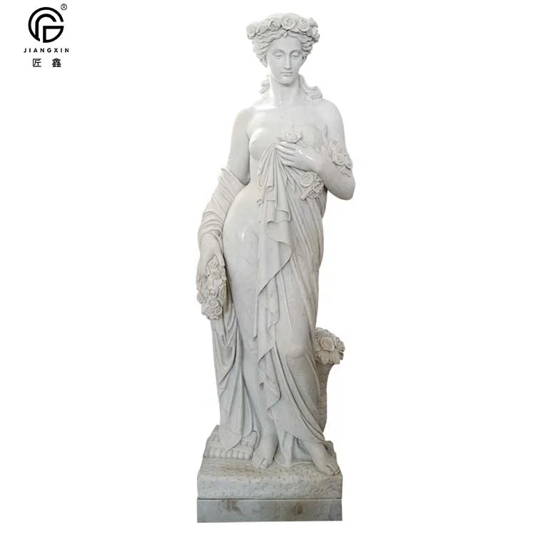 Мраморная статуя в натуральный камень, ручная Резная Мраморная женская статуя, скульптура