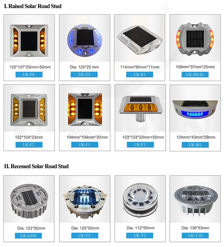 Aluminum Solar Powered Driveway Cat Eye Reflector LED Road Marking Stud Traffic Safety Reflective Flashing Pavement Marker Light