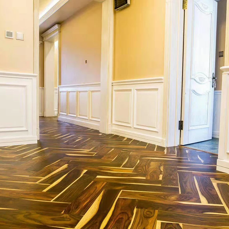 Black & White Ebony/Rosewood / Sonokeling /Mahogany /Black Wood With Sapwood Herringbone Wood Flooring Dalbergia Latifolia Wood