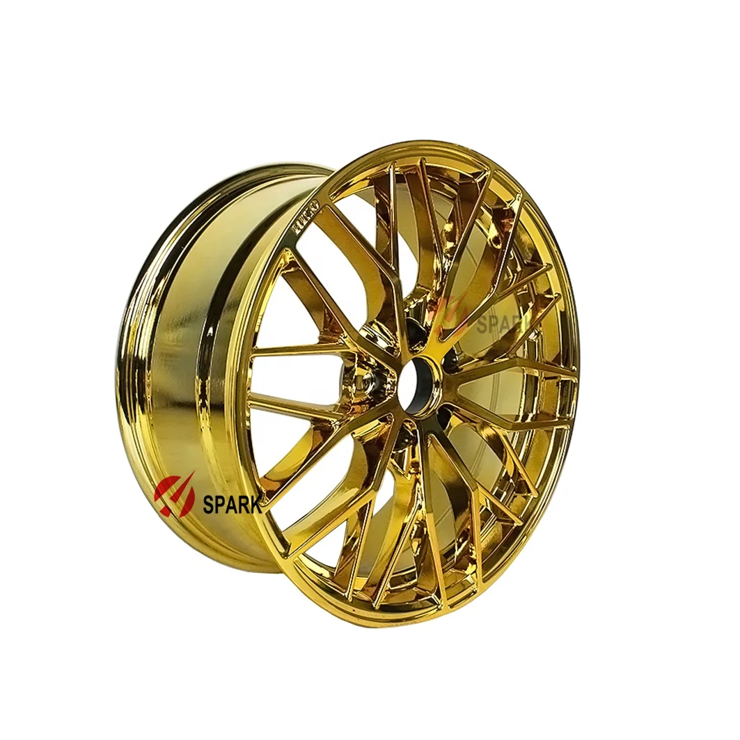 Gold  PVD Vacuum Forged Wheels Customized 1pc deep concave polished lip 18/19/20/21/22/23/24 inch alloy car rim forge