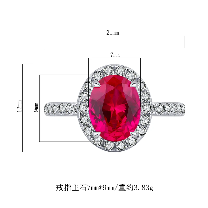 Elegant 925 Sterling Silver CZ Diamond Wedding Engagement Ring Women Finger Jewelry Oval Cut Lab Sapphire Ruby Gemstone Rings