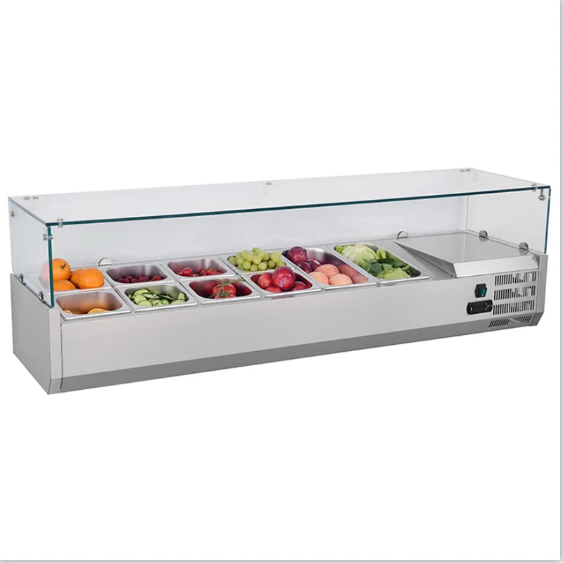 tabletop type Fruit Salad Bar display chiller Salad Chiller With Containers / Salad Glass Counter Display refrigerator