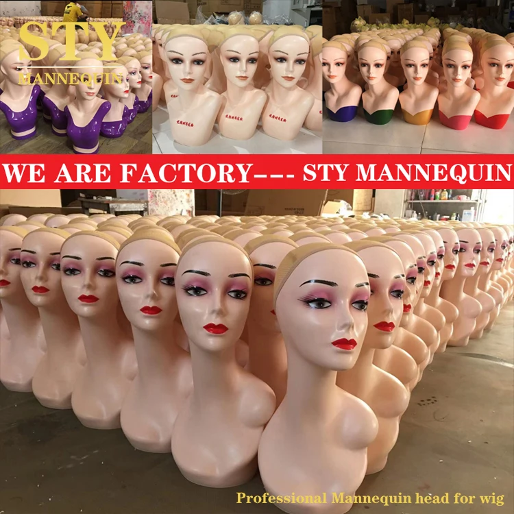 pink mannequin head Yellow eye shadow head mannequin display wholesale human hair mannequin head