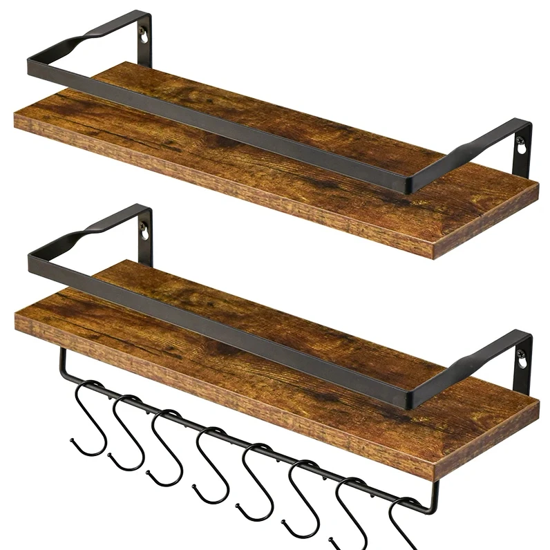 Набор из двух предметов для подвешивания стеллажей с полотенцесушителем и крючком кухни спальни. Настенная полка плавающей полкой светло-коричневая