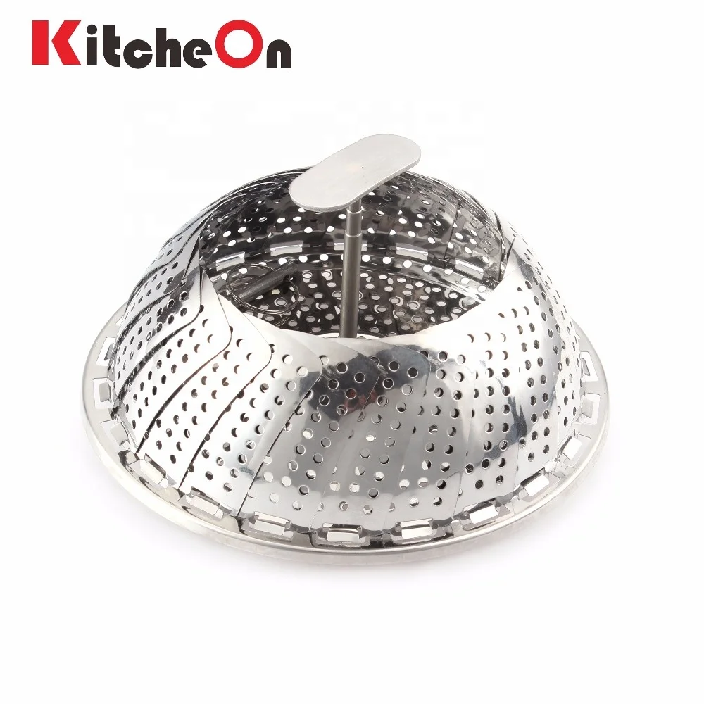Wholesale Folding Stainless Steel Instant Pot Vegetable Steamer Basket with 2 Detachable Handle